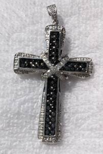 美品 ブラックダイヤ 2.00ct K18WG ホワイトゴールド クロス 十字架 ペンダントトップ【中古】