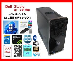 Dell XPS 8700 サクサク Core i7-4790～4.0Ghz×8/16G/新SSD480G +1T/GT720/WiFi/W11/office2021