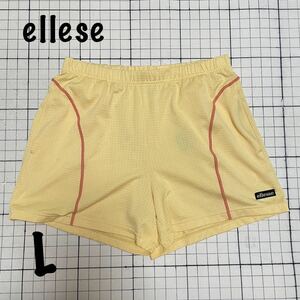 エレッセ【ellesse】ショートパンツ ウエア テニス スポーツ ポリエステル100% Lサイズ イエロー×ピンク/黄 ウエストゴム＆ヒモあり