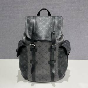 ☆超美品☆　ルイヴィトン　LOUISVUITTON リュック・デイパック クリストファーPM モノグラム・エクリプス レザー ブラック×グレー 