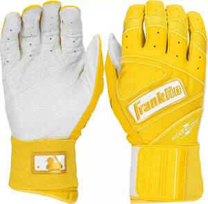 ★USサイズ S（日本Mサイズ）★ フランクリン 野球 オーダー バッティング 手袋 Franklin Adult Infinite Batting Gloves イエロー