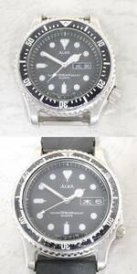 01 15-594906-08 [Y] 【本体のみ】 SEIKO セイコー ALBA アルバ V348-6070 / V248-0220 メンズ クオーツ 腕時計 2点セット デイデイト 札15