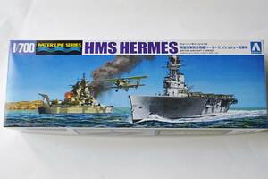 【アオシマ】 1/700　英国海軍航空母艦 HMSハーミーズ リシュリュー 攻撃時（1/700 砲艦須磨付属）