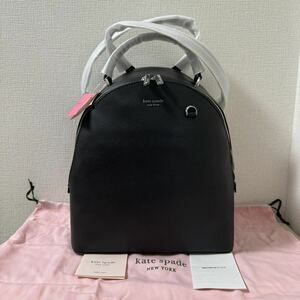 【値下げ】【新品タグ付き】定価49,500円　kate spade ケイトスペード シルビア リュックサック ブラック　レザー　バックパック PXRUA275