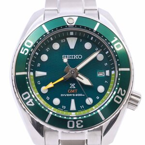 【美品】セイコー プロスペックス ダイバースキューバ GMT ソーラー メンズ 腕時計 グリーン文字盤 SBPK001 / 5K65-0AA0【いおき質店】