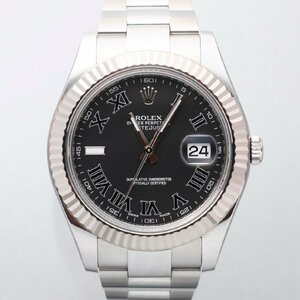 Y9715 良品 ロレックス ROLEX デイトジャストII 116334 ブラックローマン 自動巻き メンズ 腕時計 箱付き