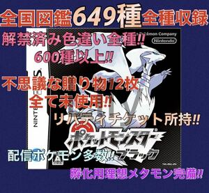 【ポケモン】ブラック 配信 6vメタモン付き 道具完備 ポケットモンスター