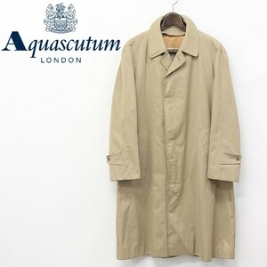 英国製◆Aquascutum/アクアスキュータム 裏地チェック柄 ライナー付 ステンカラー コート ベージュ