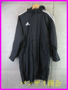 025m54◆良品です◆キッズサイズ◆adidas アディダス 裏地ボア フーディ 中綿 ベンチコート 150/グラウンドコート/ジャージ/ジャケット