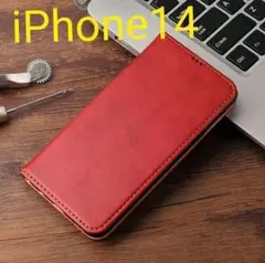 iPhone14 用ケース 手帳型　スマホケース　赤