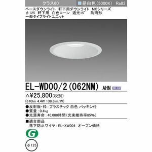 軒下用ダウンライト 5000K Φ125 EL-WD00/2(062NM)AHN