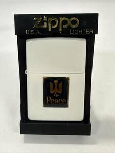 【5R1】 1円スタート ZIPPO / E XVI ジッポー Peace ピース 火花確認済み ホワイトカラー オイルライター 喫煙具 ケース付き