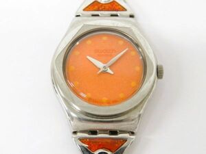 ♪hawi1604-4 172 SWATCH スウォッチ IRONY アイロニー QZ クォーツ オレンジ文字盤 腕周り約15cm 腕時計 レディースウォッチ 稼働