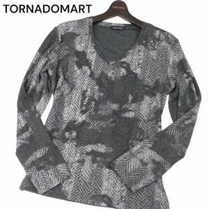 21AW★ TORNADOMART トルネードマート 通年 起毛針抜★ ヘリンボンPT 長袖 カットソー ロンTシャツ Sz.L　メンズ グレー　I4T00261_1#F