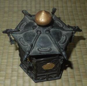 仏教美術　 銅・古銅　香炉　在銘　高さ:約12.5cm