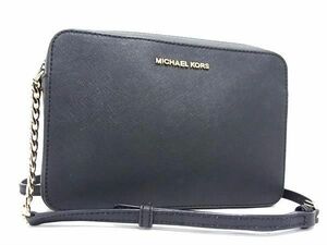 1円 ■美品■ MICHAEL KORS マイケルコース レザー クロスボディ ショルダーバッグ 斜め掛け レディース ブラック系 AY1861