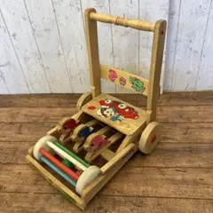 昭和レトロ 動物 車柄 木製 カタカタ 手押し車 おもちゃ ホビー 玩具