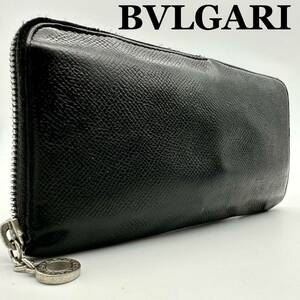 【美品】ブルガリ BVLGARI メダルモチーフ ビーゼロワン コローレ 長財布 ジッピーウォレット wallet ブラック シュリンクレザー