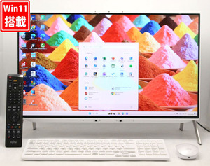 美品 FHD 23.8型液晶一体型地デジ Fujitsu ESPRIMO WF1/F1 顔認証 Blu-ray Windows11 / i7-1165G7 16GB NVMe 256GB-SSD + 1TB-HDD 管:1807h