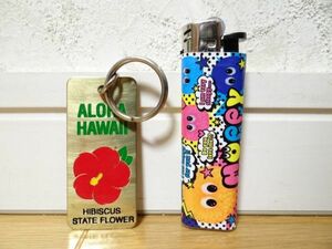 希少 80年代 ビンテージ ハワイ ALOHA HAWAII ハイビスカス オールドハワイ フラダンス オールドサーフ キーホルダー レトロ 当時物