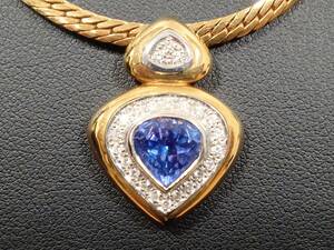 【ゴージャス！】タンザナイト/K18／0.20ct／46cm／24.8g ネックレス　鑑定書付