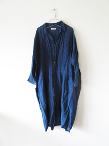 2019 ICHI Antiquite’s / アンティークス Linen Shirt Dress INDIGO / リネン シャツ ドレス ワンピース 藍染