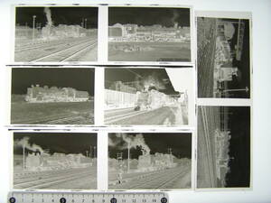(B23)847 写真 古写真 鉄道 鉄道写真 旭川 蒸気機関車 C57201 D5025 C5550 39636 他 昭和44年5月9日 フィルム ネガ 6×9㎝ まとめて 8コマ 