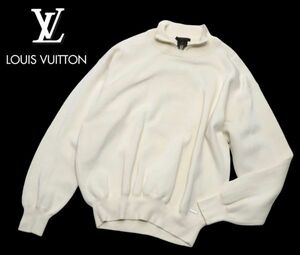 正規品 Louis Vuitton シルク混 ハーフジップ レイヤードクルーネックスウェット ルイヴィトン プレートロゴSWEAT SHIRTアイボリーXL JZ-25