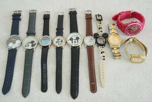 F1385 Disney/ディズニー MICKEY MOUSE/ミッキーマウス 腕時計 10点セット アクセサリー 大量 まとめて おまとめ まとめ売り 不動品