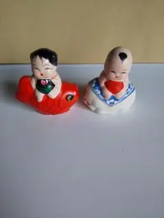 泥人形　中国民芸品　ペア人形