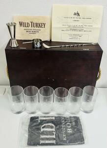 【TK12598SH】1円スタート WILD TURKEY ワイルドターキー 8年 バーツールセット グラス マドラー スイングメジャーカップ 現状品