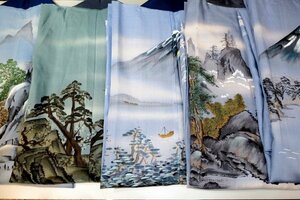 壱水2110 すべてモスリン絵羽長襦袢５着セットК水浅葱色の絵羽の５着