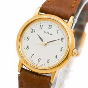 1円 SEIKO セイコー AVENUE アベニュー 1F21-0G10 QZ クオーツ 3針 アイボリー文字盤 レディース GP 腕時計 ラウンド レザー 315820240423