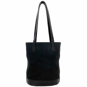 セリーヌ トートバッグ ブラック ゴールド Ｃマカダム MC00/2 美品 キャンバス レザー 中古 CELINE ロゴ