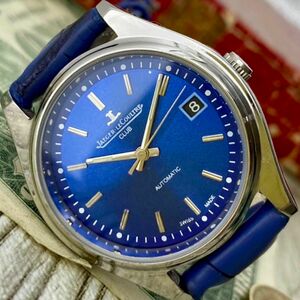 【動作良好】★送料無料★ ジャガールクルト JAEGER LECOULTRE メンズ腕時計 ブルー 自動巻き ヴィンテージ アンティーク