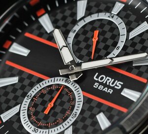 セイコーLORUS 精悍ブラック本革ベルト 50m防水 逆輸入ヨーロッパ 新品メンズ 激レア日本未発売 ローラスSEIKO 腕時計 クオーツ