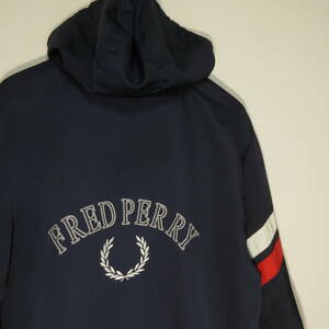 FRED PERRY　オールドフレッドペリー　薄手　フルジップ　フーディージャケット　濃紺　ネイビー　表記サイズM　送料410円