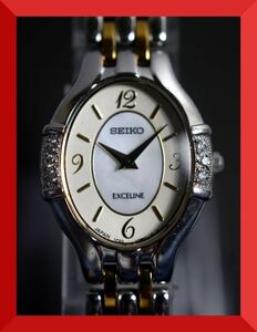美品 セイコー SEIKO エクセリーヌ EXCELINE クォーツ 2針 純正ベルト 1F20-0BE0 女性用 レディース 腕時計 日本製 x694 稼働品