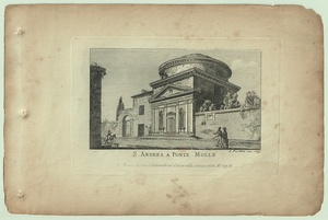 1865年 ローマとその周辺の主な景観 銅版画 聖アンドレア教会 ミルウィウス橋 Sant Andrea A Ponte Molle