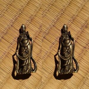 観音菩薩2　仏像　真鍮　アンティーク　置物　お守り　約5ｃｍ　2体セット