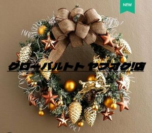 新品入荷 ハンドメイド★クリスマスリース35cm★ゴージャス★リース★壁飾り★玄関リース★パーティー用