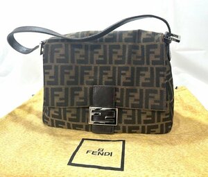 【中古品】フェンディ　FENDI　ハンドバッグ　ズッカ柄　キャンバス　カーキ系【送料別】FB0388