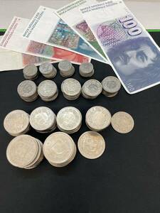 N ★【スイスフラン 合計:447フラン】 スイス硬貨 外国硬貨 外貨 外国銭 旧紙幣 大量 おまとめ セット 海外旅行