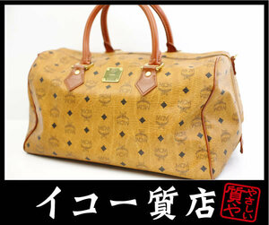 イコー質店　MCM　★人気シリーズ　ロゴグラム　ボストンバッグ　40cmサイズ　コニャック　美品　RY6144