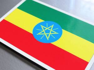 ■_エチオピア国旗ステッカー Sサイズ 5x7.5cm 2枚セット■Ethiopia Flag decal sticker アフリカ レゲエ ラスタ ラスタカラー AF