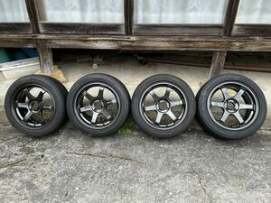 TE37SONIC 7J+35 16インチ FACE2 ４本セット 4h 4穴 PCD100　DUNLOP DIREZZA ZⅢ 205/50R156