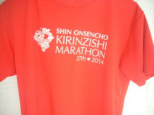 マラソン記念シャツ★麒麟獅子KIRIN新温泉２０１４燃える赤Ｍサイズ