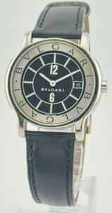 【ブルガリ　1円～】　◎BVLGARI◎　ST35S　ソロテンポ　デイト　黒文字盤　腕時計　クォーツ　稼働　メンズ　U85T97