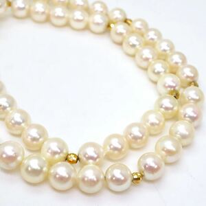 ＊K14アコヤ本真珠ネックレス＊m 32.2g 45.5cm 約7.0~7.5mm あこや パール pearl necklace jewelry EA6/EB0