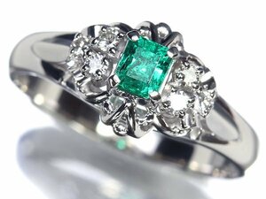 VK11458T【1円～】新品【RK宝石】《Emerald》美しいテリ艶!! 極上エメラルド 0.22ct 極上ダイヤモンド Pt900 高級リング ダイヤ